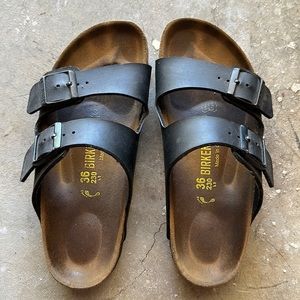 Birkenstock Black Leather Arizona Sandals